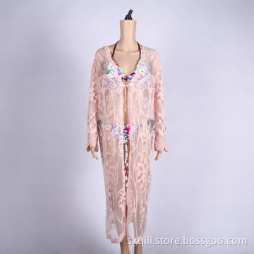 pink wrap beachwear women beach cover dress
